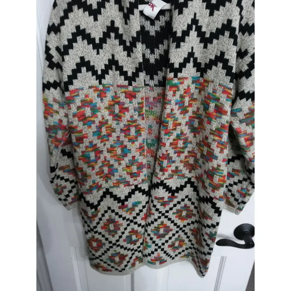 NWT chunky knit Aztec sweater cardigan sz S oversized Western native tribal boho - Picture 3 of 6